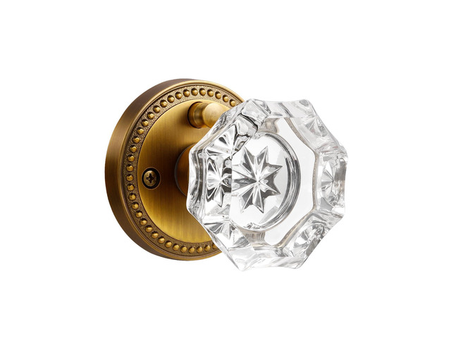 Door Knob Antique Brass Privacy Crystal Glass Interior 1 Pack Zinc Alloy Bathroom Bedroom