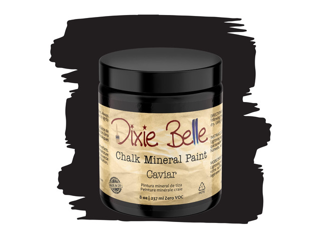 Chalk Mineral Paint Caviar (8oz) Matte Black Chic Chalk Mineral DIY Furniture Paint, Cabinets,Eco-Friendly Low Odor Wood, Metal & More