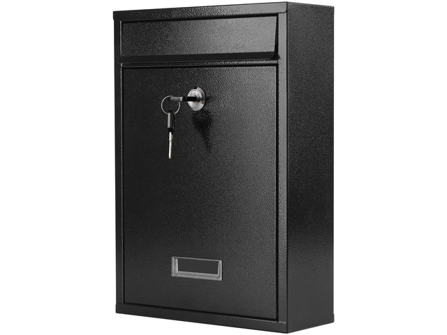 Mailbox for Outside, Wall Mount Locking Mailbox, Security Drop Box with Key Lock for Letters, Cash, Cards, Steel Mail Box for House Office School,...