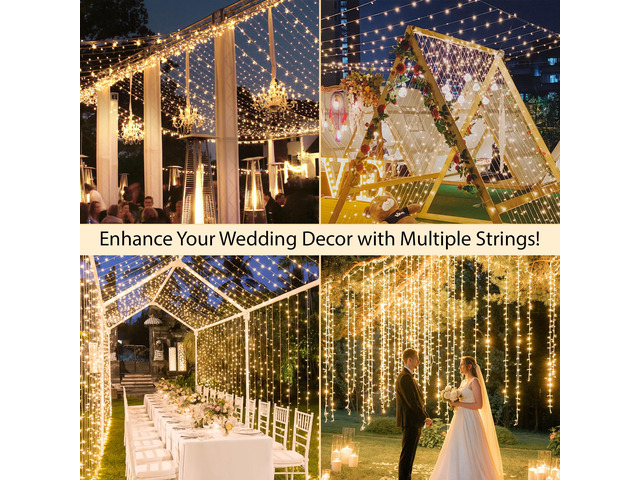 Christmas String Lights 100 LED Connectable Fairy Lights Warm White 33ft Twinkle Lights with Remote Timer Plug in 8 Modes Outdoor Lights for...