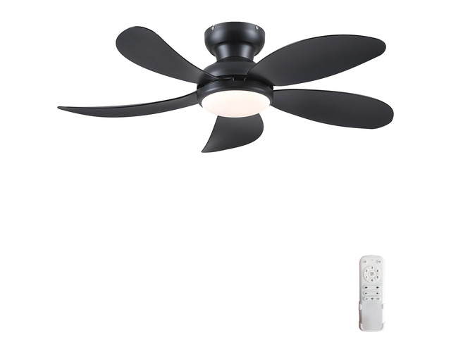 42'Black Low Profile Flush Mount Ceiling Fans with Lights and Remote Super Large Airflow with 6 Wind Speeds, Reversible, Dimmable 3 CCT LED, 30W...