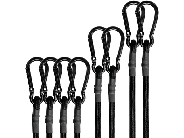 Bungee Cords with Carabiner Hooks Heavy Duty, Outdoor Black Bungee Straps, Strong Industrial Grade Elastic Bungee Rope for Securing Tarps, Luggage,...