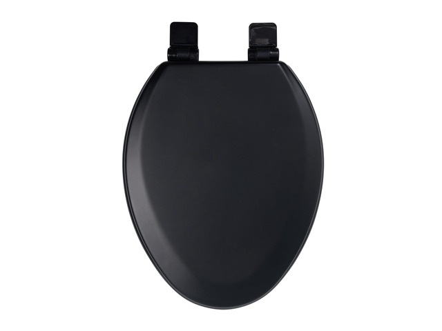 Toilet Seat, Slow Close, Soft Touch, Ultra-Smooth Matte Finish (No Orange-Peel Texture), Premium Moulded Wood, Quick Release, (Black, Elongated)