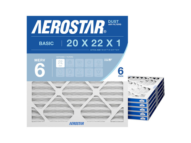 Air Filter 20x22x1 MERV 6 AC Filter, HVAC, Furnace Filter, 6 Pack ACTUAL SIZE (19.75 x 21.75 x 0.75) AC Filter, HVAC, Furnace Filter for Dust, Lint...