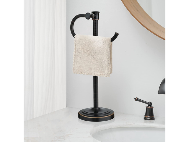 Stand Hand Towel Holder, Countertop Towel Bar, Oil Rubbed Bronze 17 Inch Bathroom Towel Hanger, Freestanding Vanity Counter Top Towel Holder, Towel...