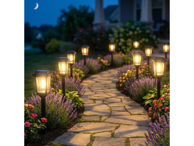 12 Pack Solar Lights Outdoor, Modern Solar Pathway Lights Outdoor, Waterproof Auto On/Off Garden Lights for Yard, Landscape Path, Walkway, Driveway...