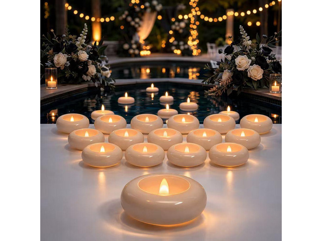 24pcs Flameless Candles Waterproof, 200Hr 2.2LED Tea Lights with Battery, Water-Activated Candles for Pool, Wedding Centerpieces, Bath & Spa, Home...