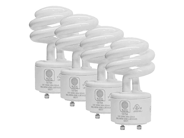 13Watt GU24 Base 2 prong light bulbs- UL approved-120v 60Hz - Mini Twist Lock Spiral -Self Ballasted CFL Two Pin Fluorescent Bulbs- 4200K 900lm...