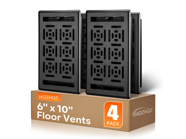 Floor Register 6x10 Inch (4 Pack) - Heavy Duty Steel Floor Vent Covers Walkable & Decorative Air Vents for Home Floor, Easy Adjustable Air Flow -...