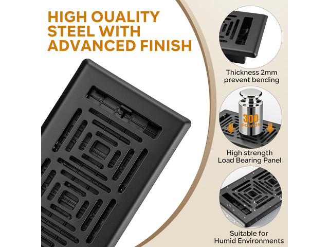 Floor Register 6x14, Heavy Duty Steel Walkable Floor Vent Covers, Adjustable Decorative Vent Covers for Home Floor/Sidewall/Office/Ceiling, 4 Pack...