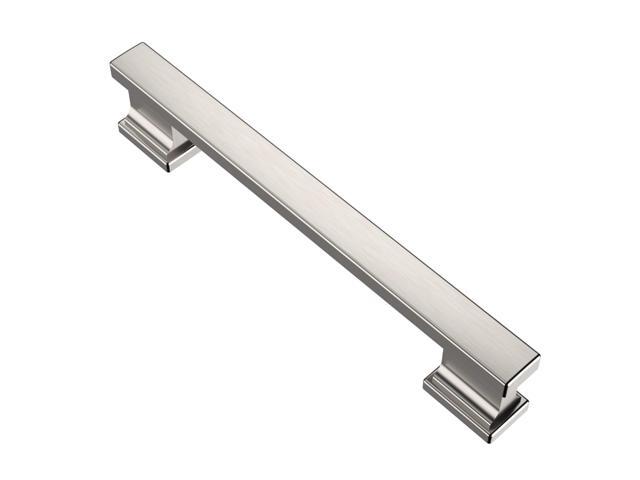 Brushed Satin Nickel Cabinet Pulls and Handles 10 Pack, AL3061SN 5 Inch Hole Center, Solid Metal Build, Rectangle Decorative Hardware Handles,...