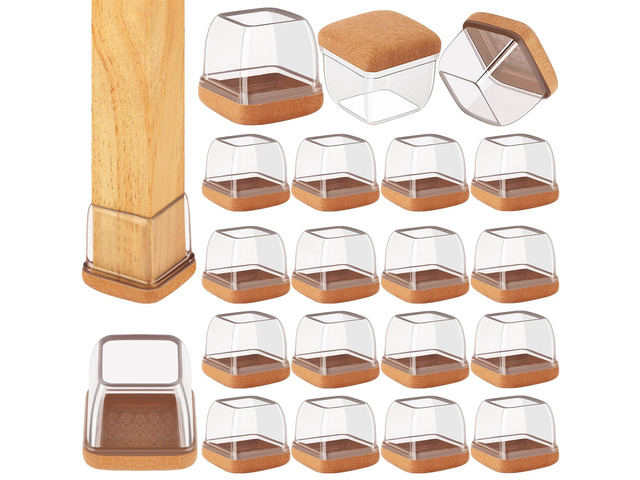 32-Pcs Square Silicone Chair Leg Floor Protectors, Thick & Durable Protect Hardwood Floors from Scratches & Noise, Fit Dining Table & Bar Stool...