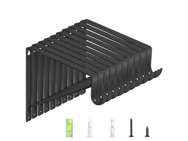 10-Pack Closet Rod Bracket, 10.8x10.8Inch Closet Shelf Brackets Heavy Duty Wall Mounted, Matte Black Steel Closet Rod Support Brackets Holder, 300...