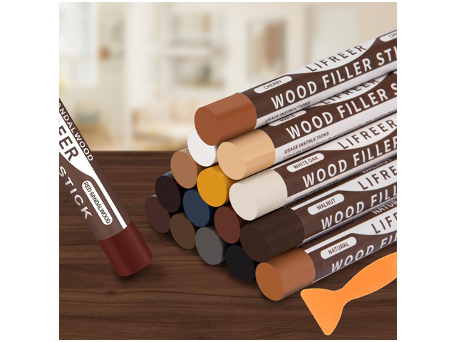 Wood Filler Sticks,16 Colors Wood Crayons for Scratches, Scuffs, Cracks, Stains and Holes, Furniture Wax Crayons Pen for Touch Up Furniture,...