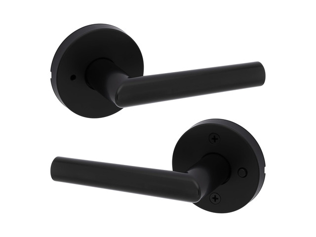 Milan Interior Privacy Door Handle with Lock, Door Lever For Bathroom and Bedroom, Matte Black Reversible Keyless Push Button Lock Door Lever