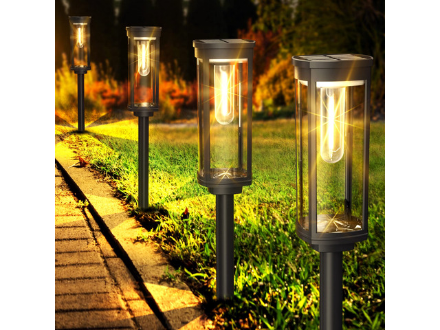Solar Pathway Lights Outdoor Waterproof Warm White, 6 Pack Bright LED, 3000K, IP65, Solar Powered Landscape Lights for Path, Driveway, Lawn,...