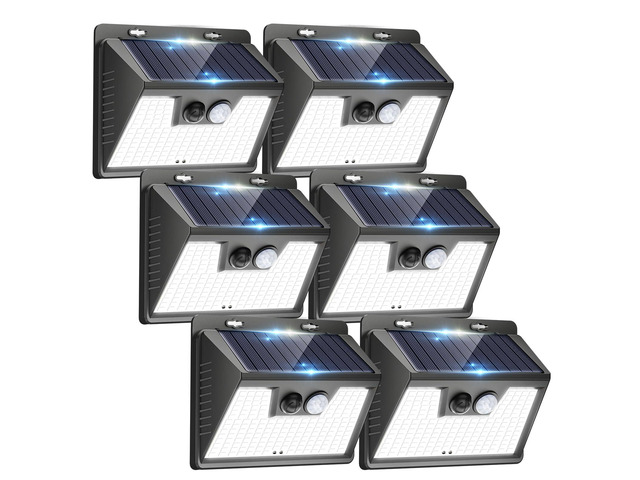 Solar Lights Outdoor Motion Sensor, 6 Pack 140 LED Solar Powered Fence Light Waterproof, 3 Modes Security Wall Lighting for Outside Yard Deck Garden
