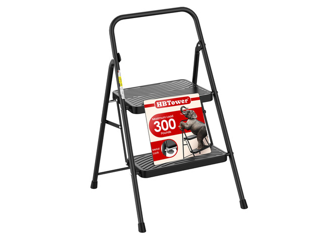 2 Step Ladder, Step Stool with Wide Anti-Slip Pedal Step Ladder Folding Step Stool for Adults, Lightweight Steel Portable ladders for Home Kitchen