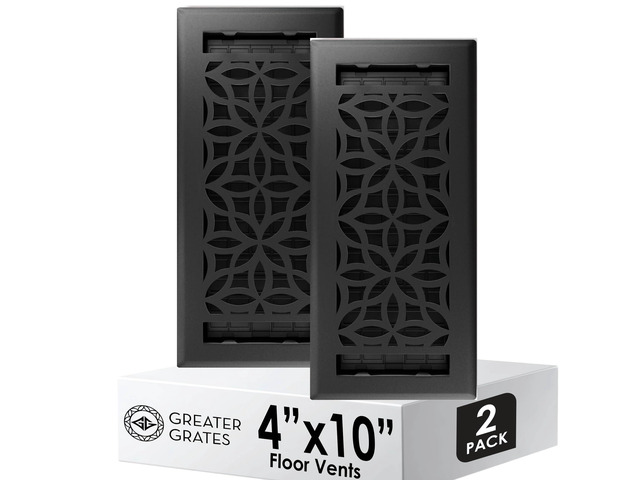 Floor Vent Covers 4x10 Floor Register Heavy-Duty Steel, Rustproof & Walkable Grates, Drop-in Install, Adjustable Airflow Decorative (Floral...