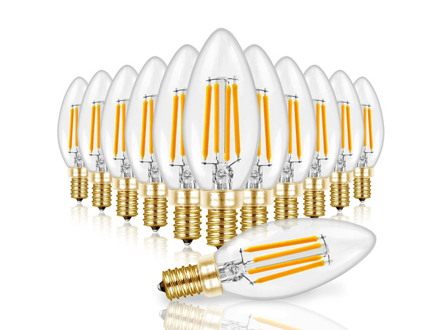 Candelabra Light Bulbs 60W Eq, 2700K Dimmable, E12 LED Bulb 12 PCS 90+CRI, 550LM, UL Listed, Soft Warm White Chandelier Light Bulbs, 6W B11,...