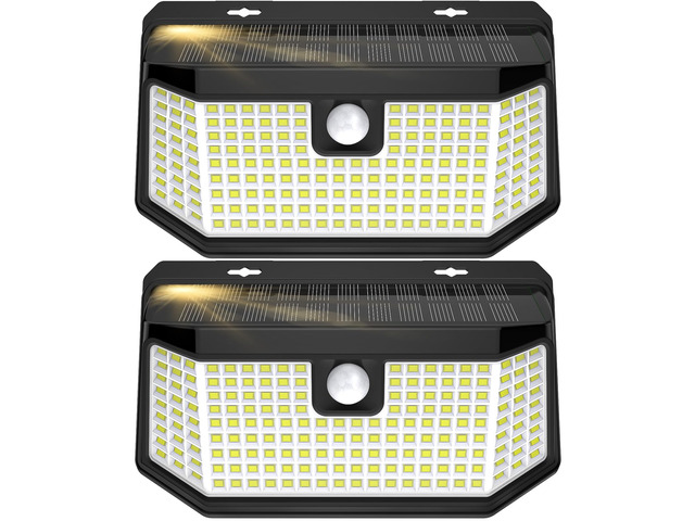Solar Lights Outdoor 182 LEDs 2500Lm Solar Motion Sensor Lights IP65 Waterpro of with Wide Anglefor Patio Garden Garage Yard Front Door(2pack)
