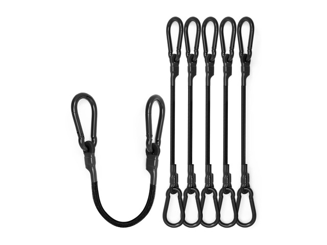 8 Pack 12' Heavy Duty Bungee Cords with Carabiner Hooks, 190 Lbs Strength LUCKY STRAPS Black UV Resistant Bungee Straps for Luggage Racks, Cargo,...