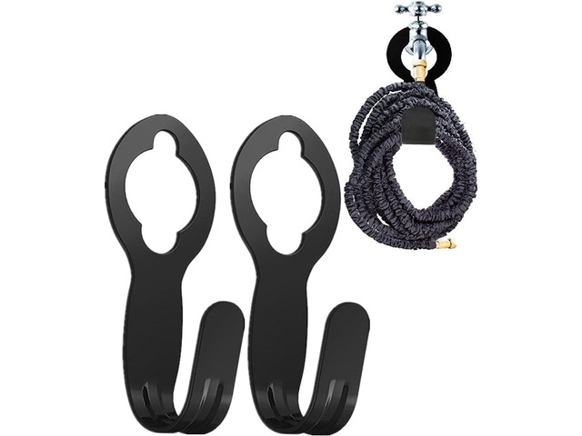 2 Pack Garden Hose Hanger - Heavy Duty Metal Holder for 50ft/25ft Expandable Hose, Supports 110lbs - Portable Garage Storage