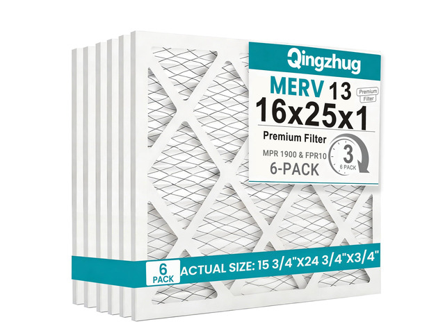 16x25x1 MERV 13 (6-Pack) Pleated Air Filter (Actual Size: 15.75' x 24.75' x 0.75') MPR 1900 & FPR 10, Furnace Air Filters