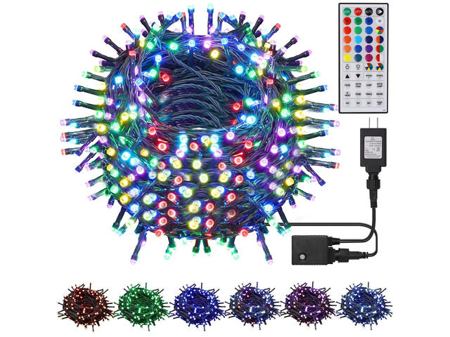 98.5ft Christmas Lights Color Changing with Remote, 300 LED RGB Fairy String Lights Halloween Decorative Lights, 8 Lighting Modes & Timer, Plug in...