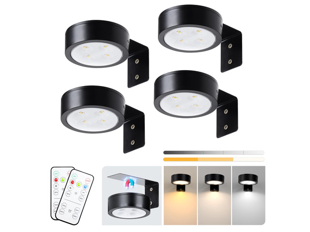 4-Pack Picture Light Battery Operated with Remote, Led Lights Dimmable and Timer Painting Light, Art Display Light for Picture Frame Artworking...