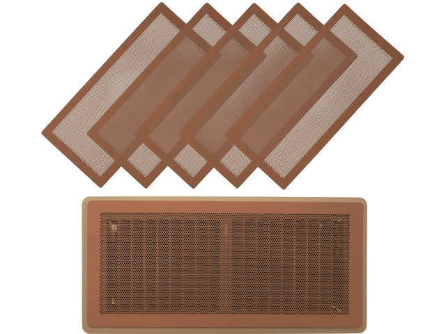 Extra Strong Magnetic Air Vent Screen Cover for Floor 5-Pack (5'' x 11'', Brown)