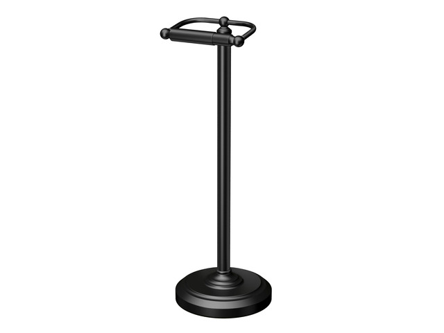 1436MX Toilet Paper Holder Stand, Weighted Base, Matte Black, Freestanding Bathroom Floor Stand, 22 Inch