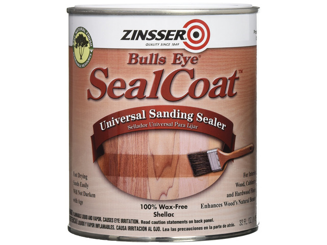 Bulls Eye SealCoat Universal Sanding Sealer Bulls Eye SealCoat sanding sealer, Quart. Dewaxed-shellac universal wood sealer; fast-dry base coat...