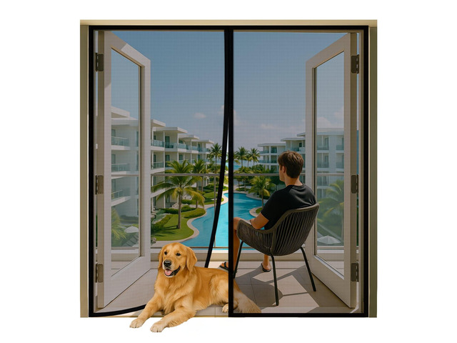 Magnetic Screen Door for 72'x80' French Door, Durable Fiberglass Double Door Screen Mesh Curtain Fits Door Opening up to 70' x79 Keep Bugs Out