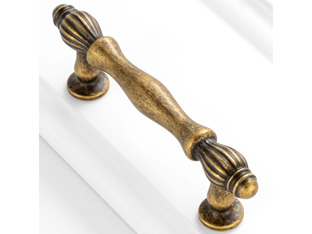 3 Inch Antique Brass Cabinet Pulls Drawer Handles 10 Pack 2510 Vintage Brass Kitchen Cabinet Handles, French Style, Comfortable Grip, Solid...