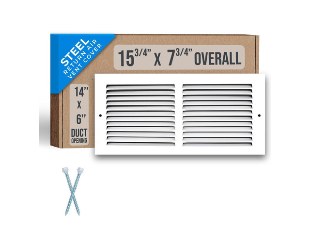 Fits 14x6 Duct Opening Steel Return Air Grille by Vent Cover Grill for Sidewall and Ceiling White HVAC Cold Air Intake Grille Outer...