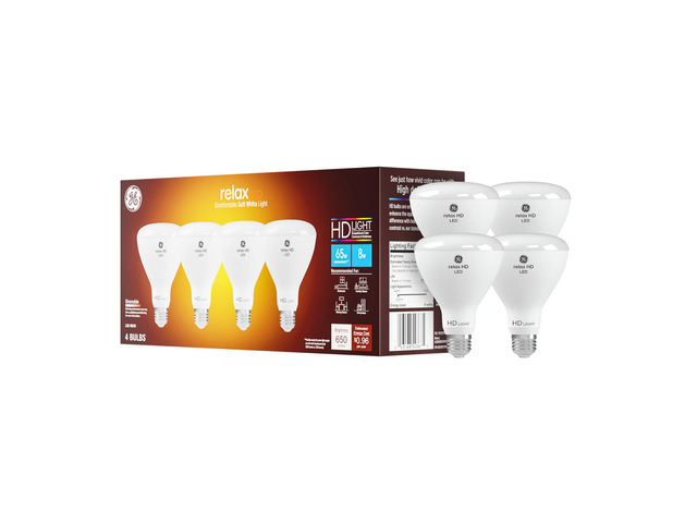 Relax BR30 LED Floodlight Bulbs, Soft White, 65W, 4 Pack 4-pack BR30 LED bulbs, 65W Replacement, soft white recessed lighting, can lights, indoor...