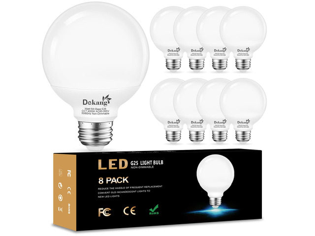 8 Pack LED Vanity Light Bulbs for Bathroom 4000K Natural Daylight E26 Base, 60W Equivalent, 5W, 500LM, CRI 85+, Non-dimmable Standard Base LED...