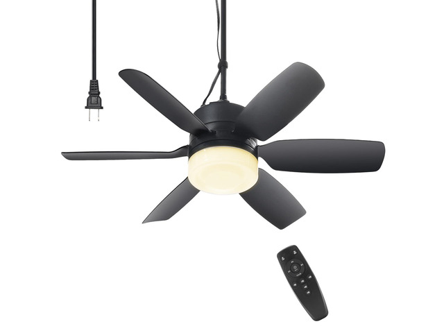 20.5'' Plug in Ceiling Fan with Light for Gazebo Patio Canopy Tent 5 Fan Speeds with Adjust Lighting for Porch RV Cooling or Air Circulation, Black