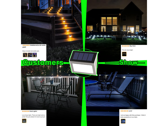Solar Powered Lights Ideal for Step, Fence, Deck, Stair-Warm White-6P Enhancing Atmosphere, Safety, Security, Visual Appeal and Accent Your Style