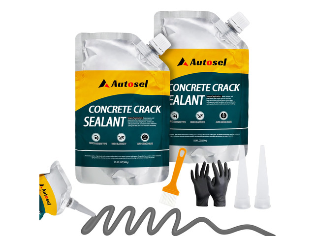 Concrete Crack Filler, High Elasticity Cement Crack Repair Sealant, Self-Leveling Waterproof Caulking Glue for Driveways, Walkways, Patios, Outdoor...