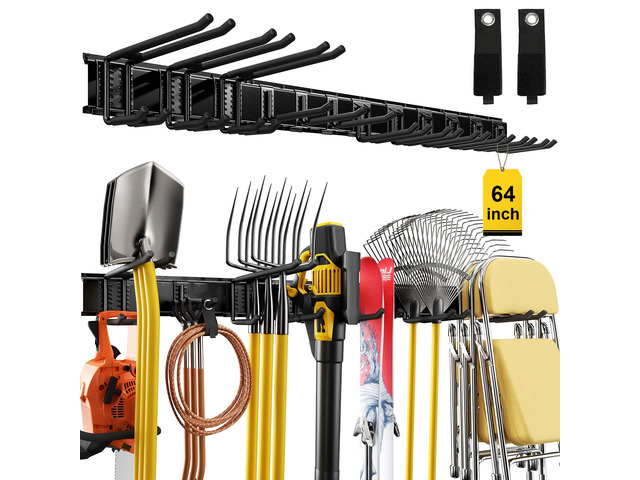 64' Garage Wall Tool Organizer, 900 Lbs Heavy Duty Steel Garden Tool Storage Rack & Garage Organization for Yard, Shed, Garage - 12 Longer &...