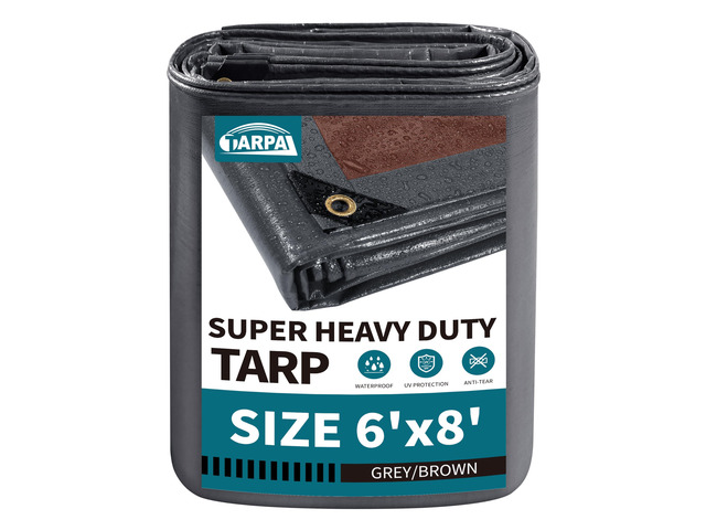 tarp 6x8 Feet Super Heavy Duty Tarps Cover 20mil,Grey/Brown tarp Extreme Thick Tarp Waterproof UV Protection Rip and Tear Proof Tarpaulin with...