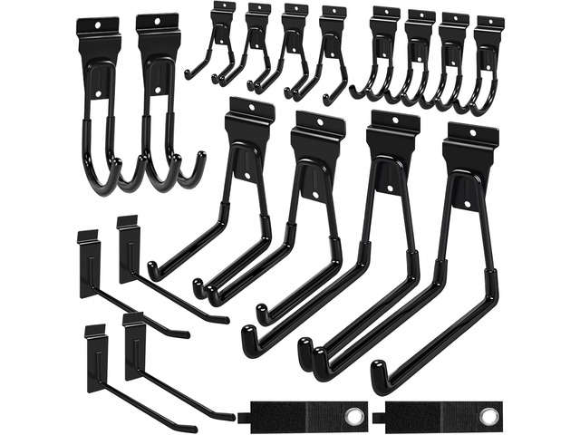 Slatwall Hooks Black 20Pack Firmly and Durable Slatwall Accessories Perfect for Organizing Garden Tools and Heavy Duty Tools and Garage Hooks...