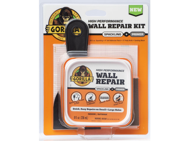 Wall Repair Kit, Heavy Duty Spackling, 8 fl oz Tub, 4 in Patch Includes 3 in Putty Knife, Sanding Block, Lightweight Drywall Filler, Strong...