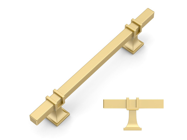 10 Pack Brushed Gold Cabinet Pulls 5 Inch(128mm) Hole Center Drawer Pulls Cabinet Hardware Kitchen Cabinet Handles for Bathroom Dresser Pulls ZH0067