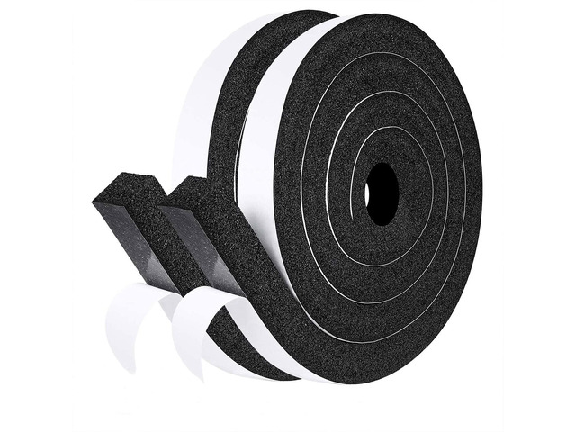 AC Window Seal Foam Tape, 1' x 1' Thick Foam Weather Strip, Black High Resilience Foam Tape Seals Large Gaps Around Ac Windows and Doors, 6.5ft x...