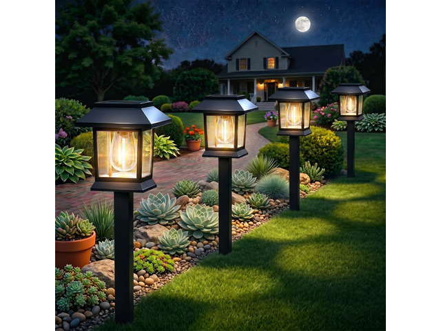 Solar Outdoor Lights, 12 Pack Solar Pathway Lights Waterproof, Landscape Lighting for Path Walkway Lawn Garden Yard Outside DÃ©cor, Black