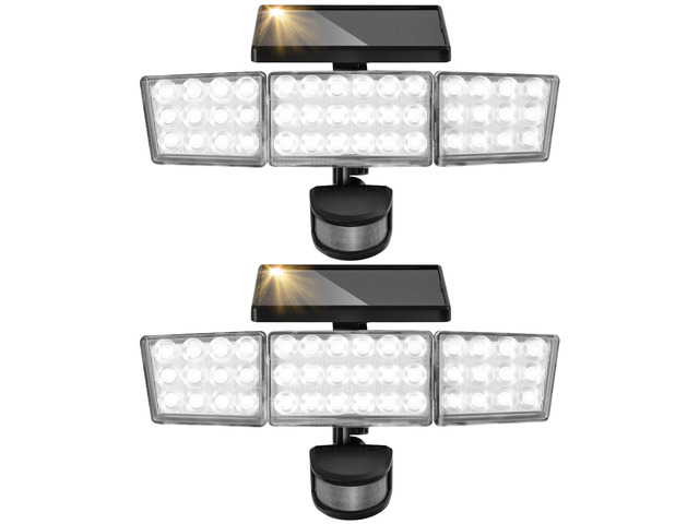 Solar Lights Outdoor, 3500LM 168 LED Motion Sensor Solar Flood Lights, 3 Heads 300Â° Wide Angle, 3 Modes IP65 Waterproof Solar Security Lights for...