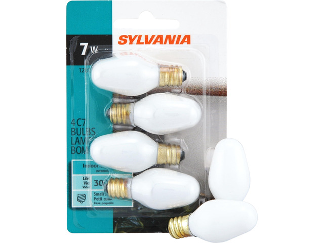 13544-7C7/W/BL/4PK 120V Night Light Bulb,Incandescent, Warm White 7 watts